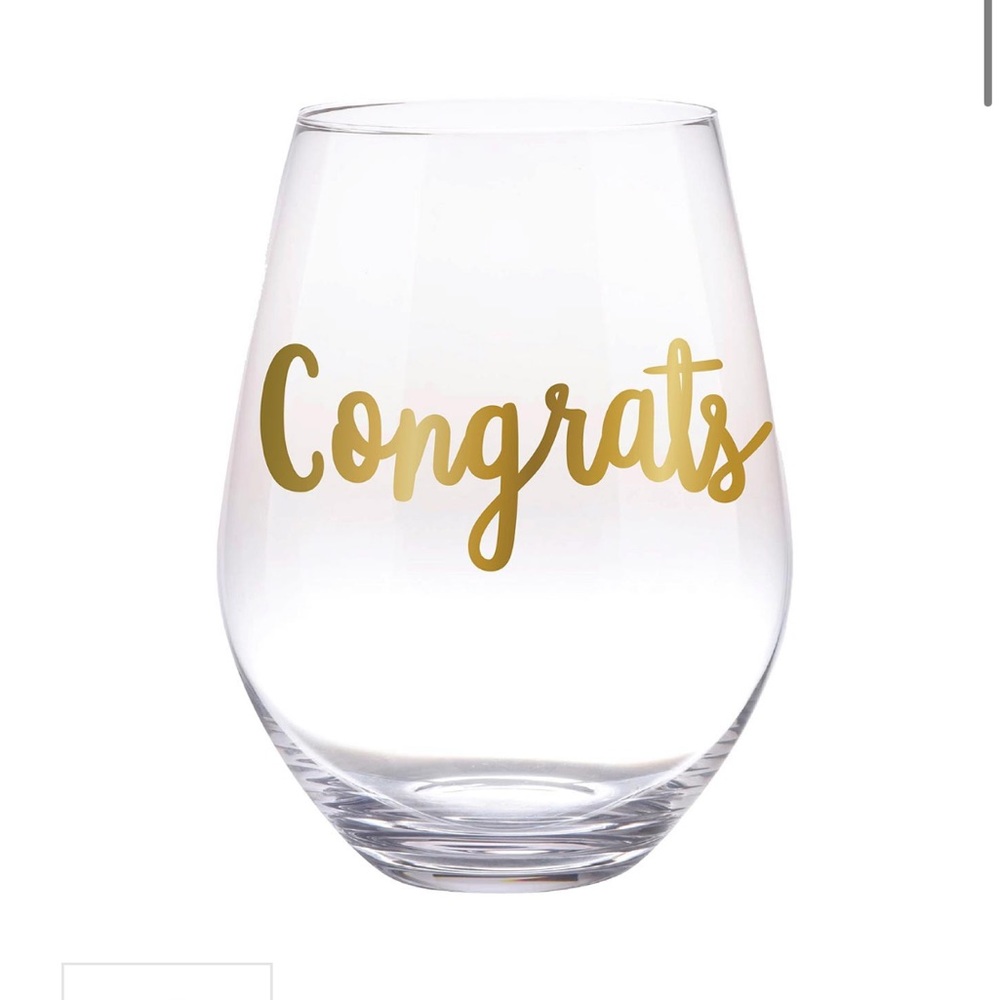 NIB Slant Collections “Congrats” jumbo stemless wine glass